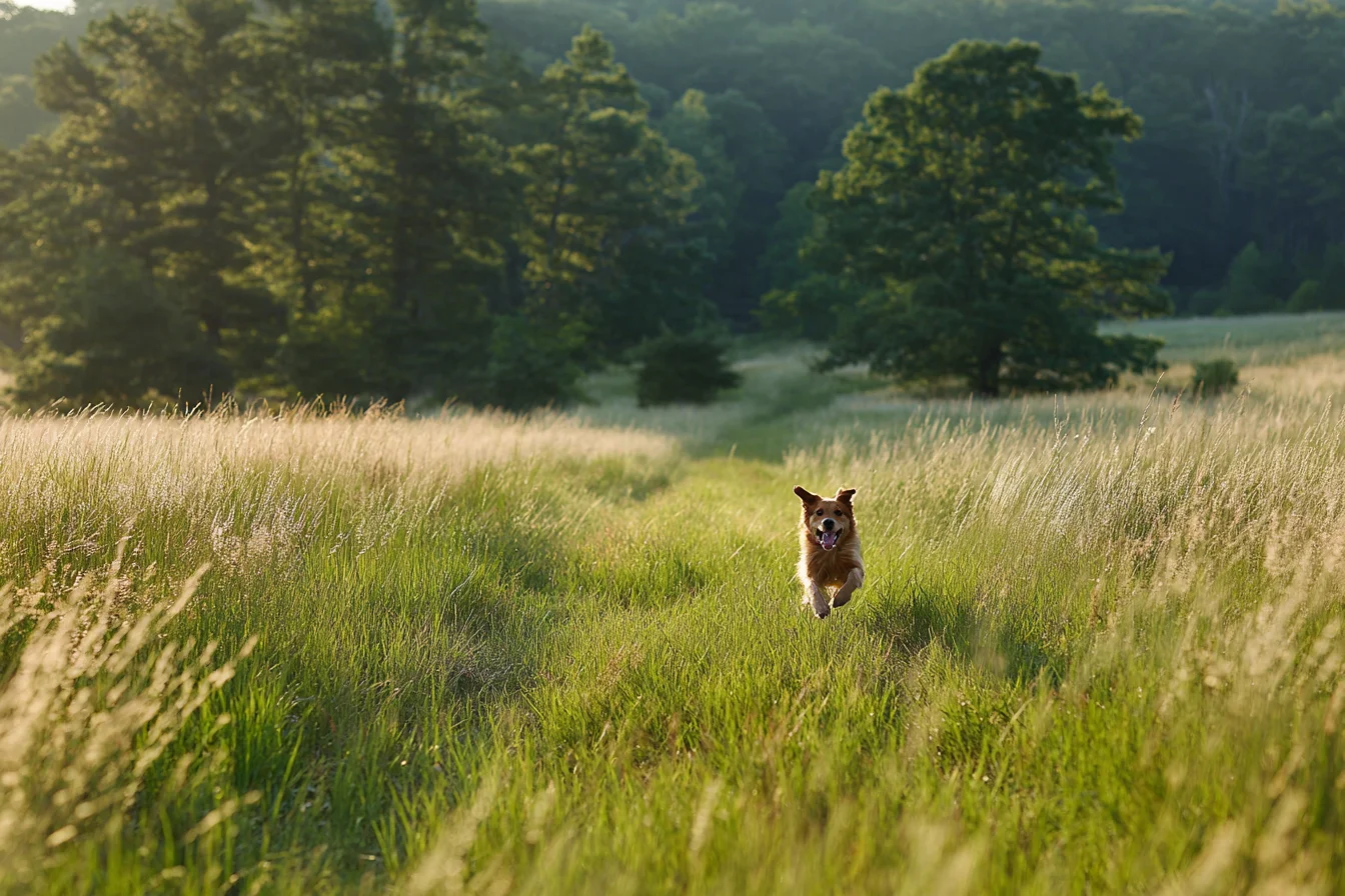 Dog portrait session at a beautiful outdoor spring location on the South Shore